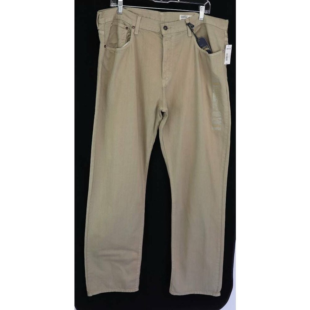 Cremieux Mens Classic Straight Jeans Beige Pockets 100% Cotton 38 x 32 New